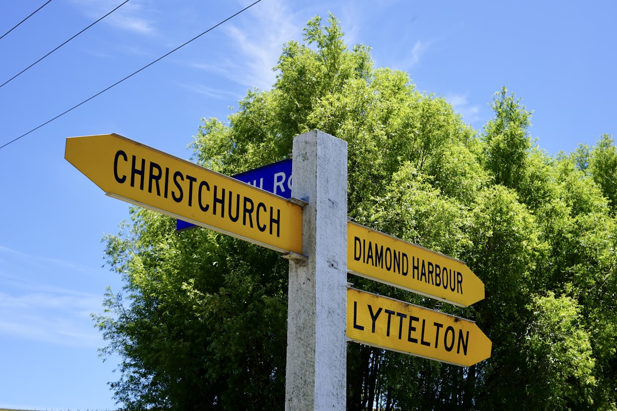 Wooden signpost with directional arrow signs